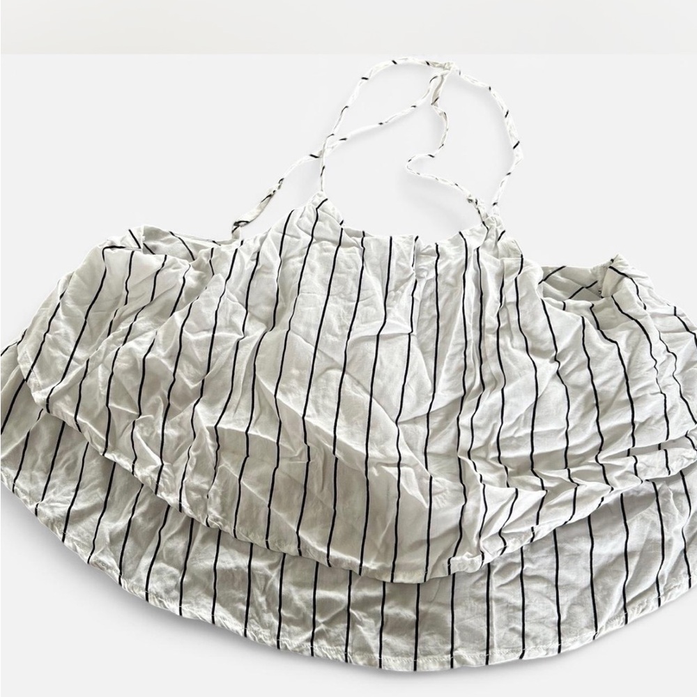 Striped White and Black Womens Top